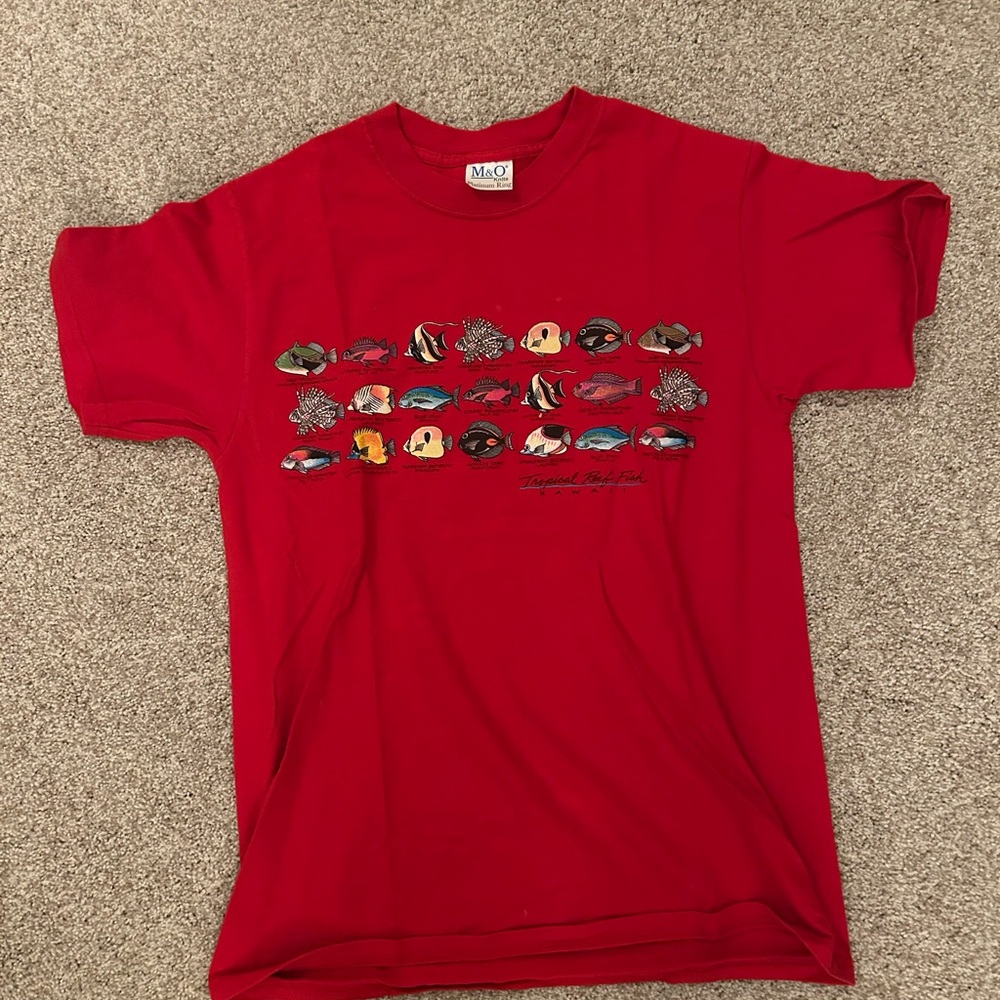 Red Hawaii fish shirt